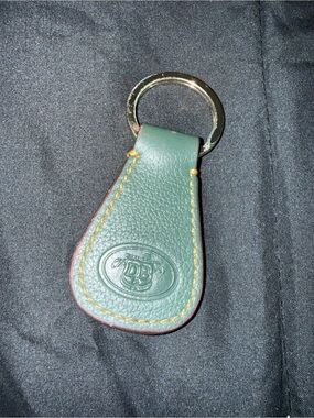 Green Leather Key Fob with Embossed Dooney and Bourke Logo
